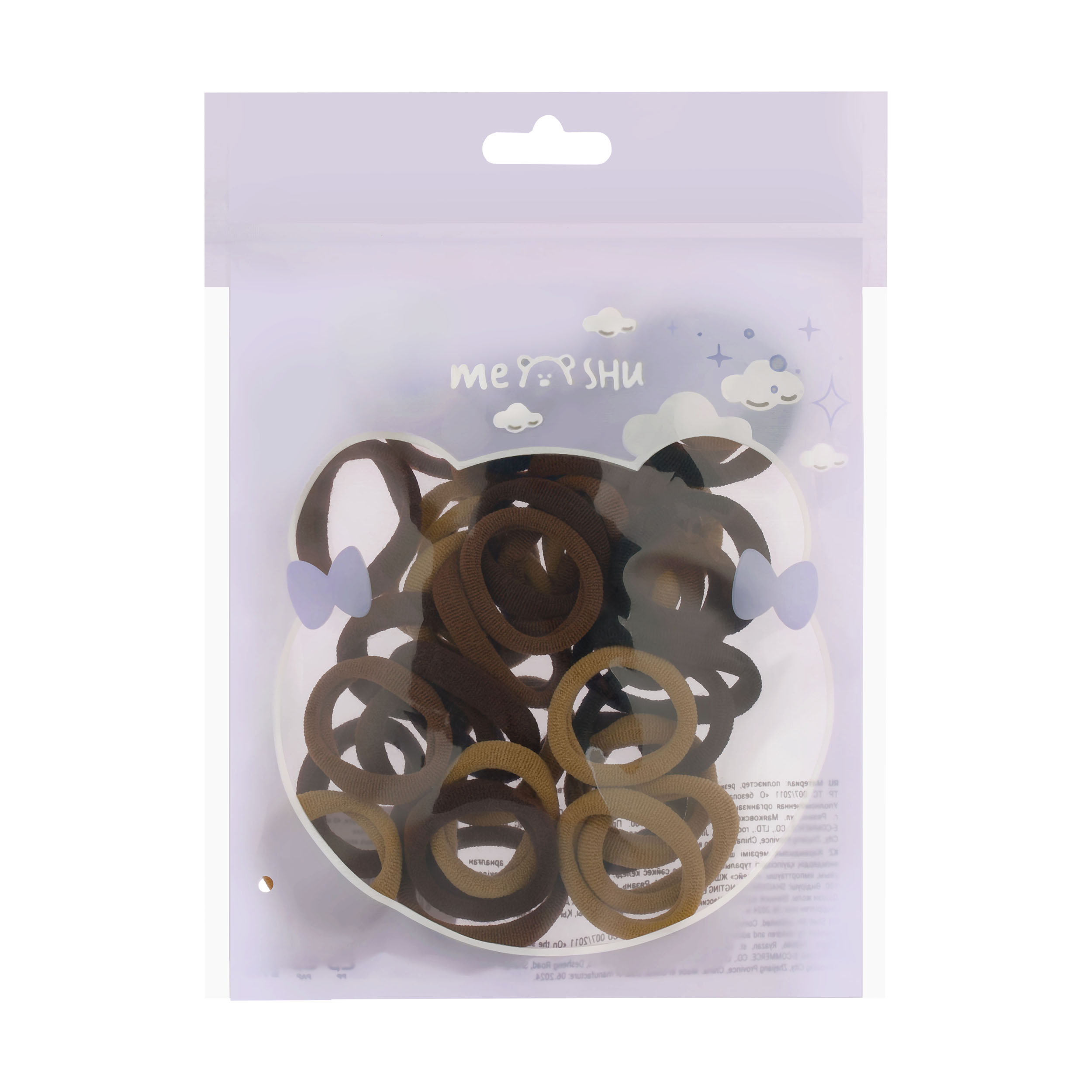 Резинки для волос MESHU, темные ассорти, 40шт., диаметр 2,5см, европодвес