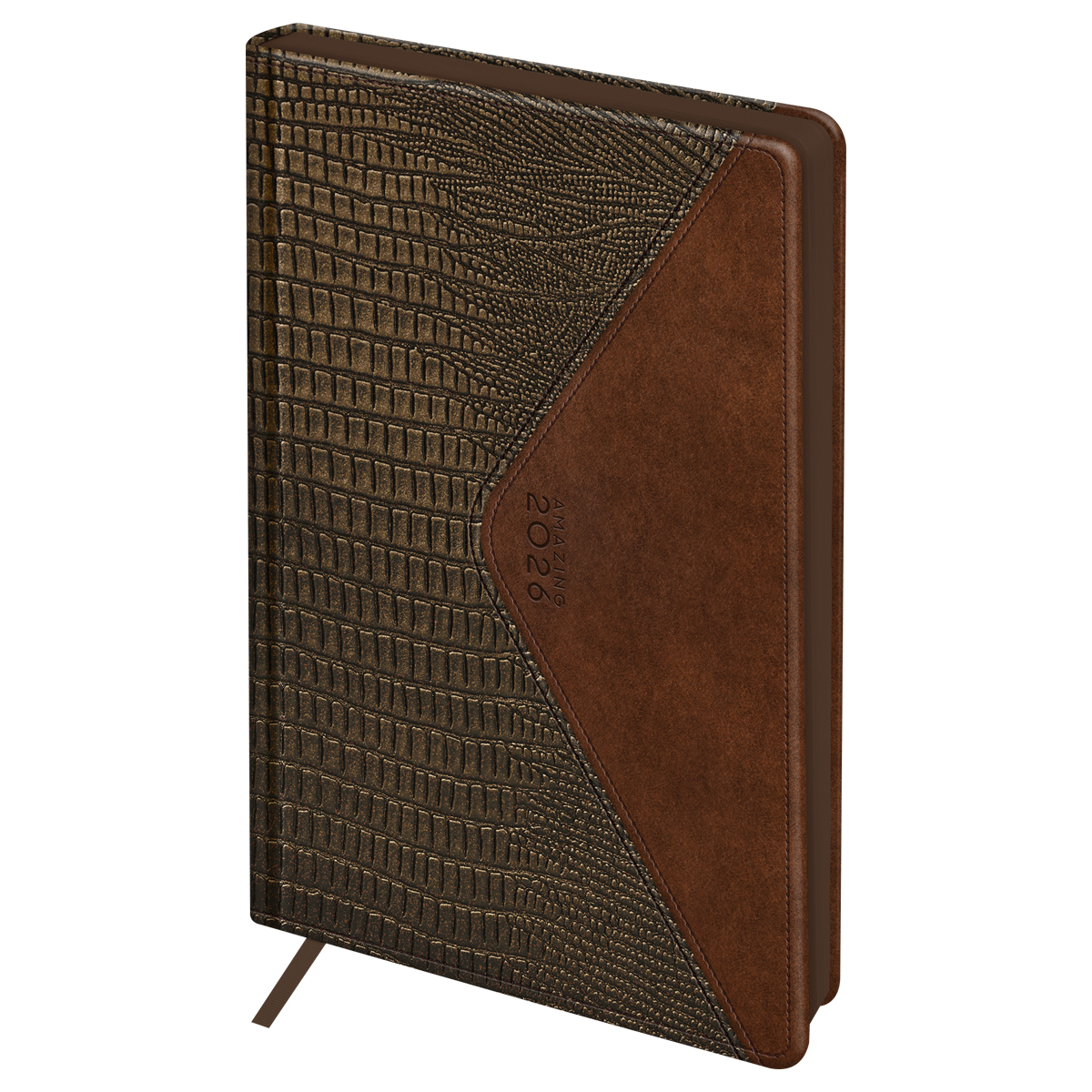 Ежедневник датированный 2026г., А5, 176л., твердый переплет, кожзам, BG "Reptile. Bronze", бронзовый