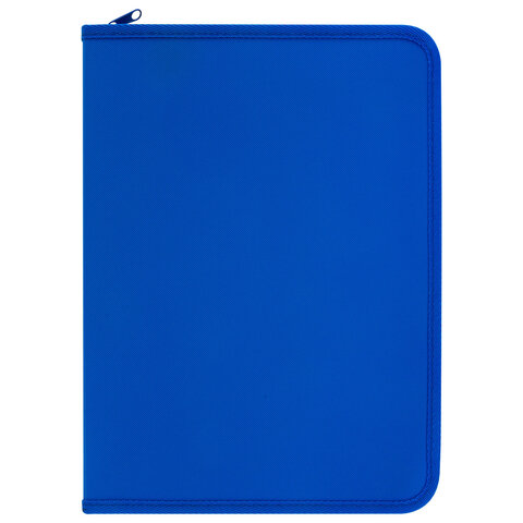 Папка объемная на молнии пластиковая на 4 кольцах, 35 мм, А4, BRAUBERG PIXEL, темно-синяя, 0,7 мм, 2