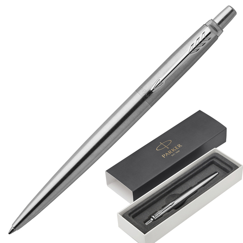 Ручка шариковая PARKER "Jotter Core Stainless Steel CT", корпус серебристый, хромированные детали, с