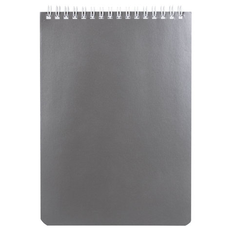 Блокнот А5 (146х205 мм) 60 л., гребень, перфорация на отрыв, лакированный, BRAUBERG, "Серебро", 1112