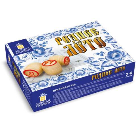 "Родное лото" классическое с деревянными бочонками, в картонной упаковке, ЗОЛОТАЯ СКАЗКА, 664710