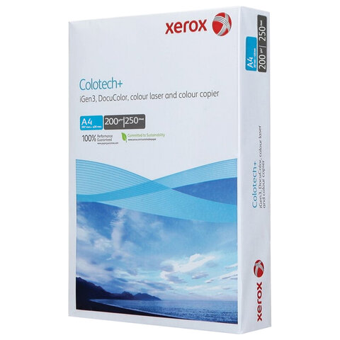 Бумага для цветной лазерной печати А4, 200 г/м2, 250 л., XEROX COLOTECH+ Blue, Австрия, 161% CIE, 00
