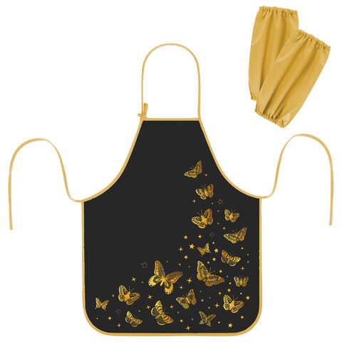 Фартук с нарукавниками для уроков труда ЮНЛАНДИЯ, регулировка по росту, 46х54 см, Golden, 273635