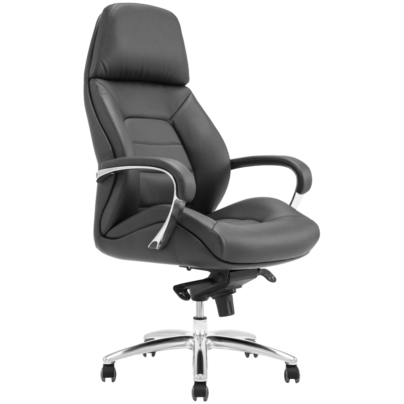 Кресло руководителя Helmi HL-ES08 "Monolith", повышенной прочности, экокожа черная, мультиблок, алюм