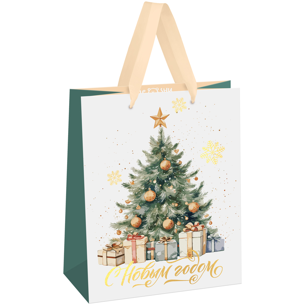 Пакет подарочный 18*23*10см MESHU "Christmas mood", фольга, матовая ламинация