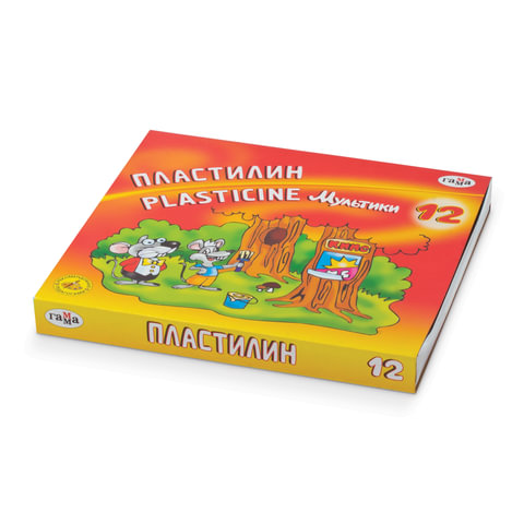 Пластилин Гамма "Мультики", 12 цветов, 240г, со стеком, картон. упак.