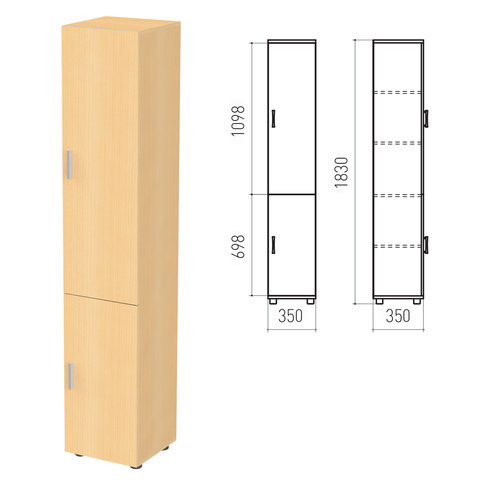 Шкаф закрытый "Канц", 350х350х1830 мм, цвет бук невский (КОМПЛЕКТ!)