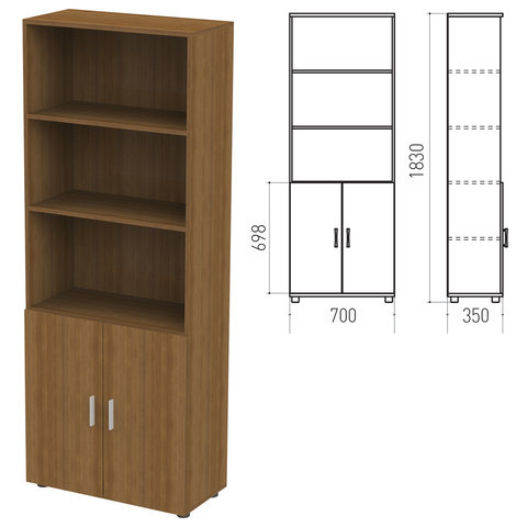 Шкаф полузакрытый "Канц", 700х350х1830 мм, цвет орех пирамидальный (КОМПЛЕКТ), 980006