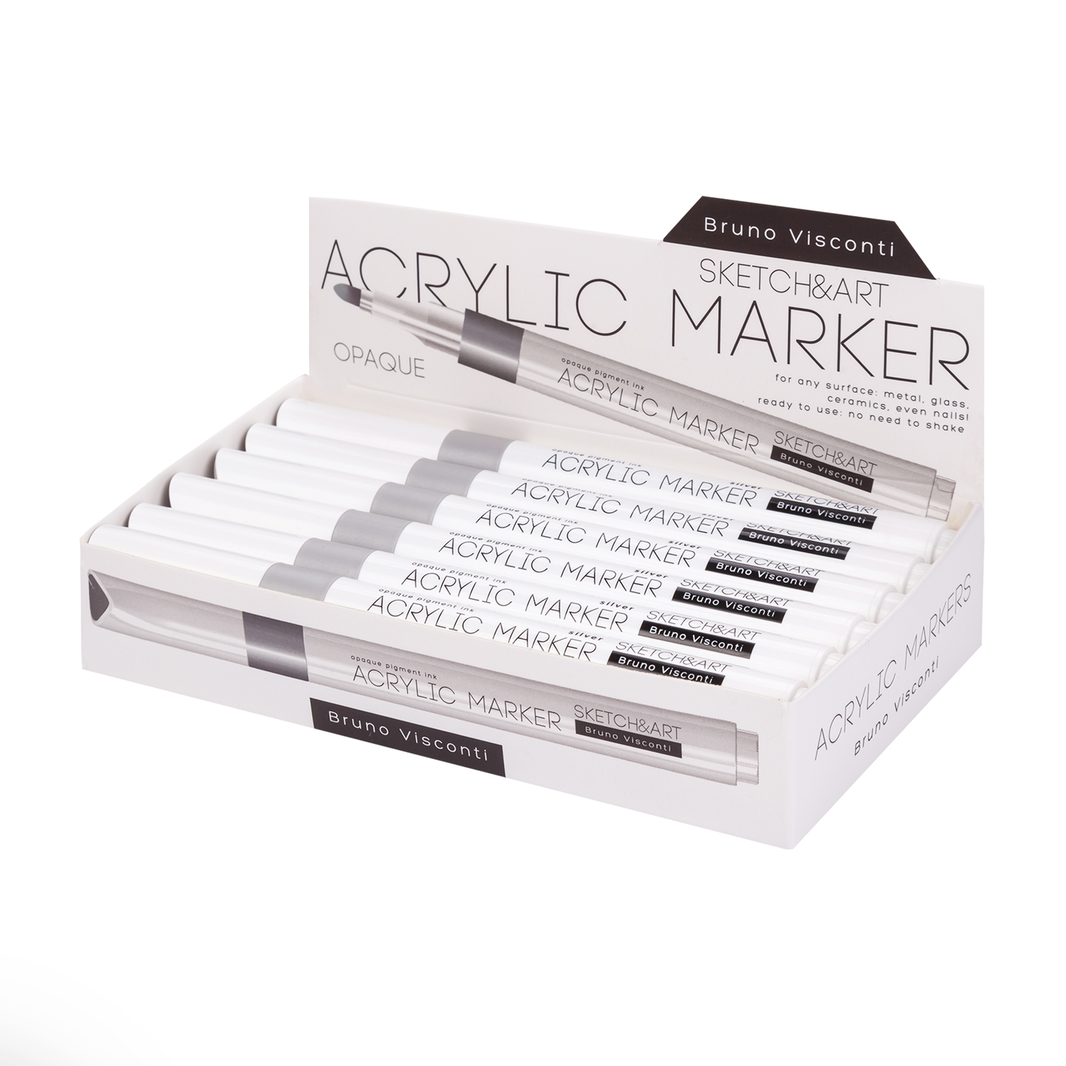 Маркер акриловый BrunoVisconti серебряный "Sketch&Art"