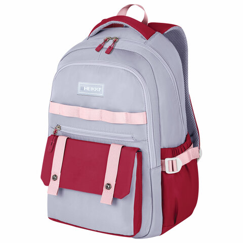 Рюкзак HEIKKI GOODLY (ХЕЙКИ) универс., 2 отд, отд. для ноутбука, сер/красн, 46x33x18см, 273869