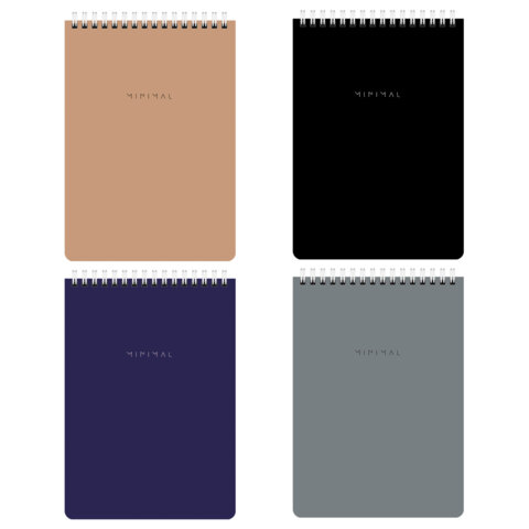 Блокнот А5 146х206 мм, 60 л., гребень, картон, жесткая подложка, клетка, BRAUBERG "Minimal Classiс",