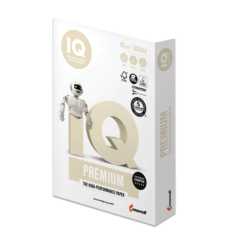 Бумага офисная IQ PREMIUM, А4, 80 г/м2, 500 л., марка А+, Mondi, белизна 170%