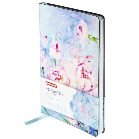 Блокнот А5 (143x210 мм), BRAUBERG VISTA "Pink flowers", под кожу, гибкий, срез фольга, 80 л., 112075