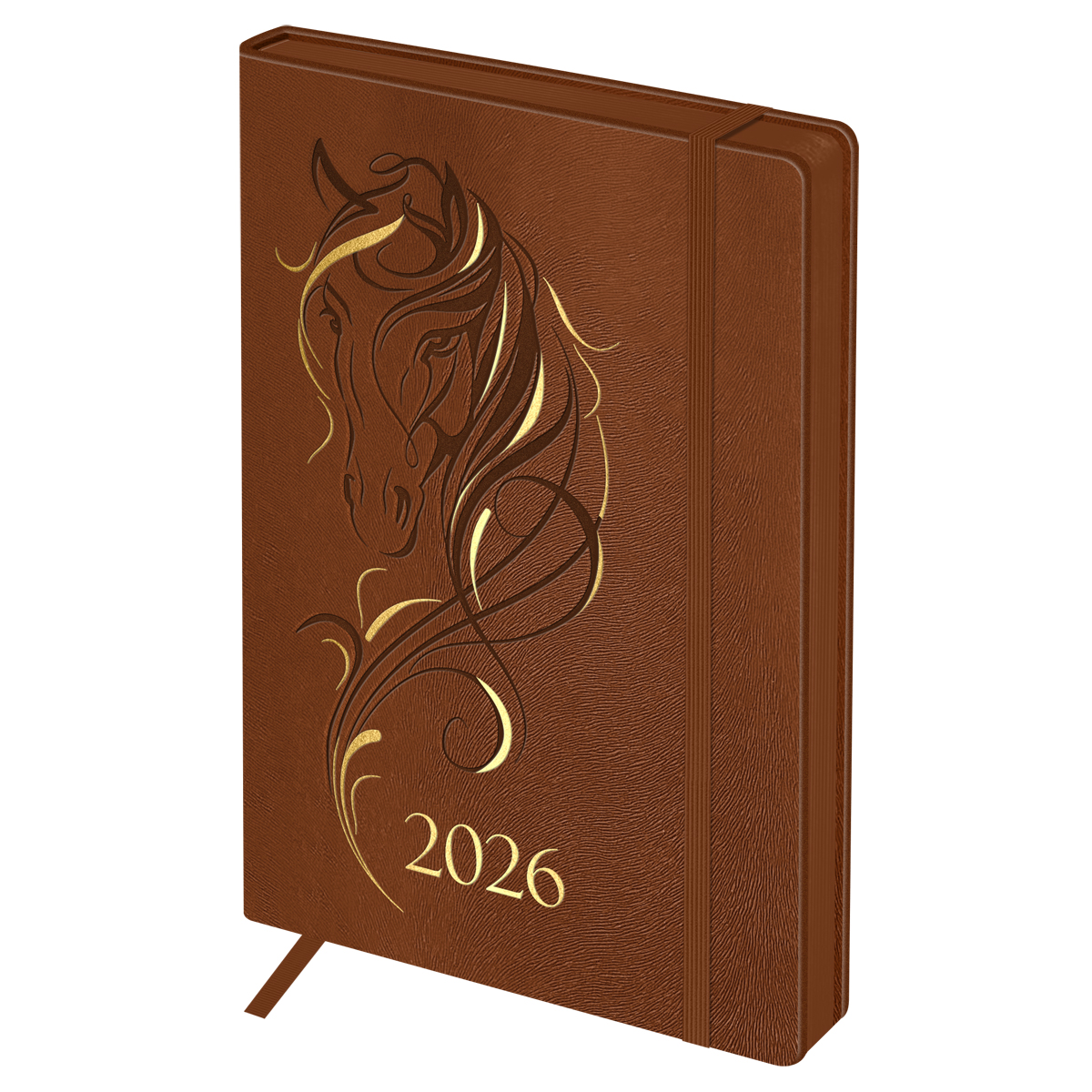 Ежедневник датированный 2026г., А5, 176л., твердый переплет, кожзам, BG "Horse. Bourbon", цветной ср