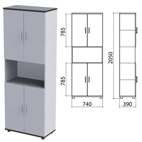 Шкаф полузакрытый "Монолит", 740х390х2050 мм, цвет серый, 980083
