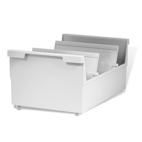 Картотека пластиковая ФОРМАТ А5 (210х148 мм) горизонтальная на 1000 карт, серая, HAN (Германия), НА8