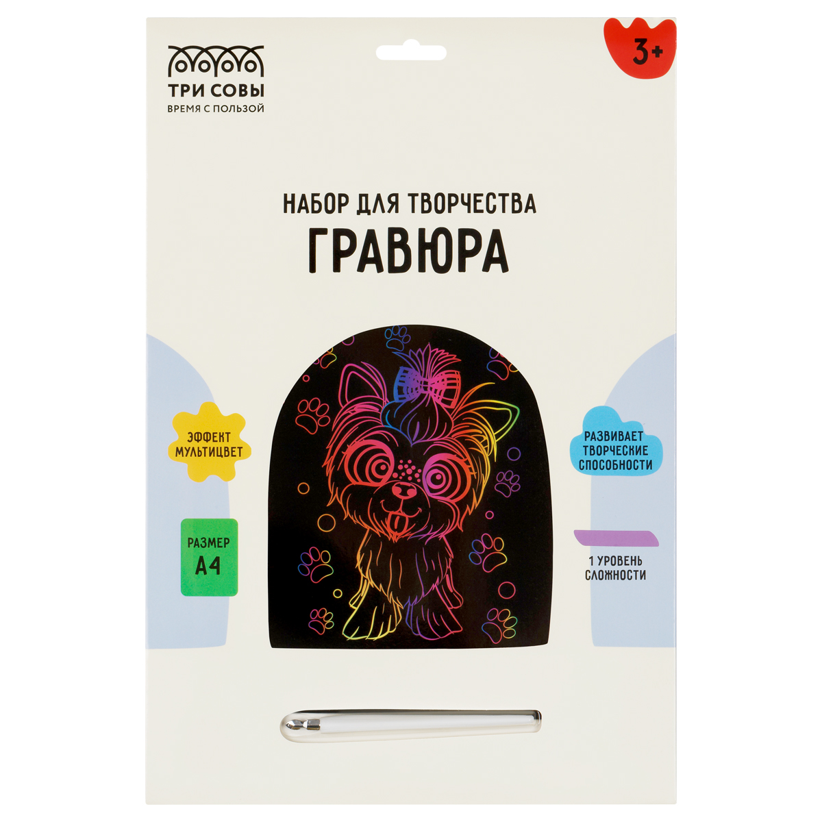 Гравюра с мультицветной основой ТРИ СОВЫ "Веселый Йорк", А4