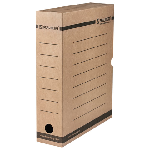 Короб архивный с клапаном А4 (260х325 мм), 75 мм, до 700 листов, плотный, микрогофрокартон, BRAUBERG