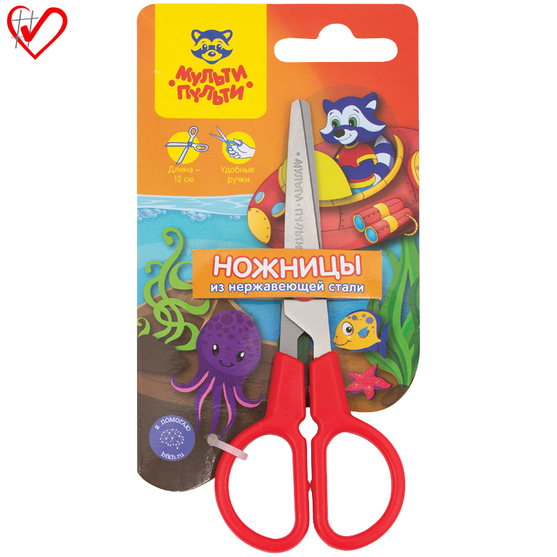 Ножницы детские Мульти-Пульти "Приключения Енота" 12см, ассорти, европодвес