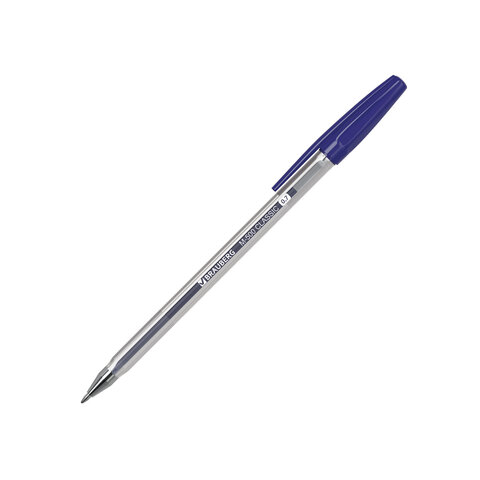 Ручка шариковая BRAUBERG "M-500 CLASSIC", СИНЯЯ, корпус прозрачный, узел 0,7 мм, линия письма 0,35 м