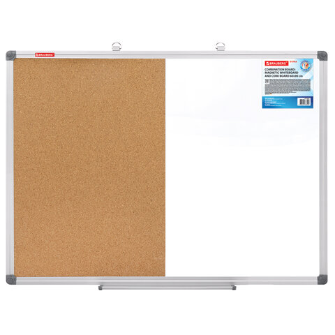 Доска комбинированная: магнитно-маркерная, пробковая для объявлений 60х90см, BRAUBERG Extra, 238183