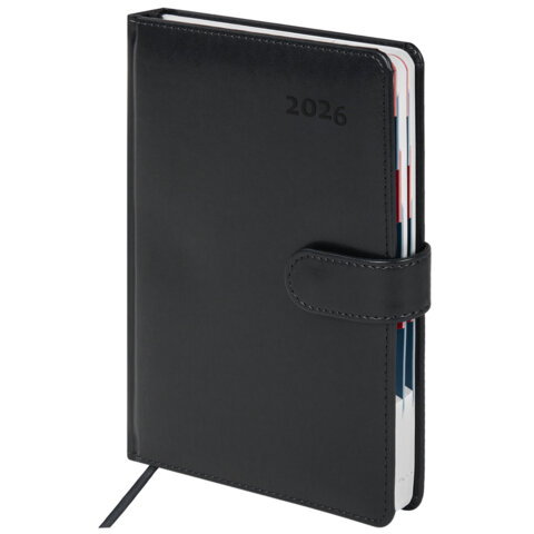 Ежедневник датированный 2026 А5 148х218мм GALANT Ritter, под кожу, черный, 117491
