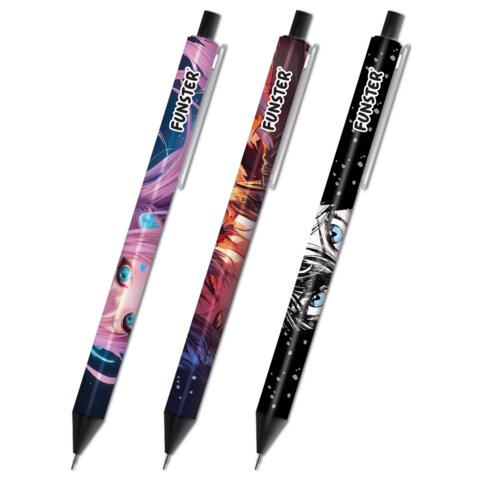 Карандаш механический 0,7 мм с принтом FUNSTER "ANIME", корпус soft-touch ассорти, 182059