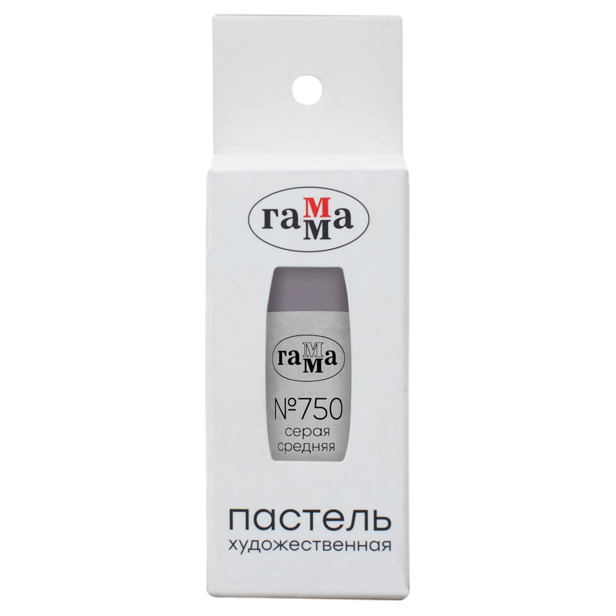 Пастель художественная Гамма, серая средняя №750, штучная, картон. упаковка