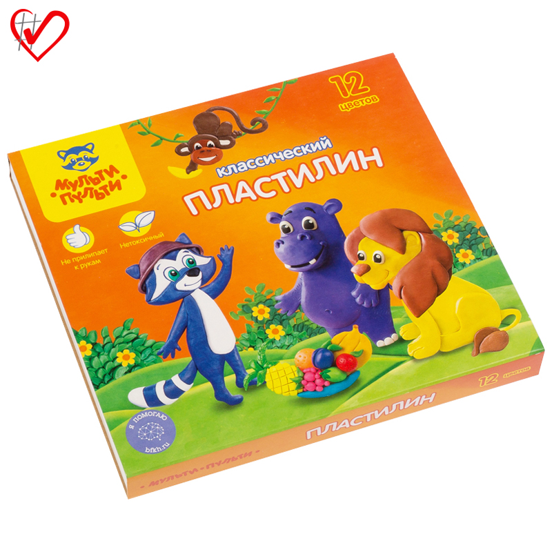 Пластилин Мульти-Пульти "Приключения Енота", 12 цветов, 240г, со стеком, картон