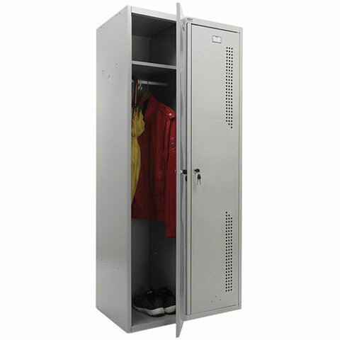 Шкаф металлический для одежды ПРАКТИК "LS-21-80", двухсекционный, 1830х813х500 мм, 35 кг