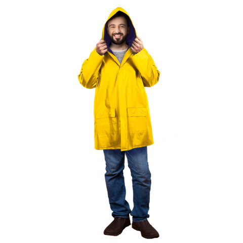 Дождевик-куртка желтая на кнопках С КАРМАНАМИ, виниловая, размер 50-56, рост 170-185, ГРАНДМАСТЕР, 6