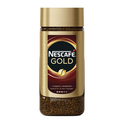 Кофе растворимый Nescafe "Gold", сублимированный, с молотым, тонкий помол, стеклянная банка, 95г
