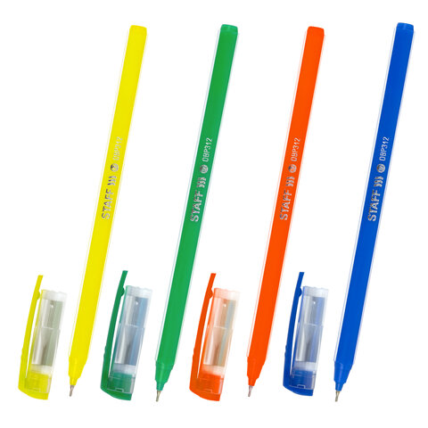 Ручка шариковая масляная STAFF Basic "OBP-312", СИНЯЯ, корпус ассорти, узел 0,7 мм, линия письма 0,3