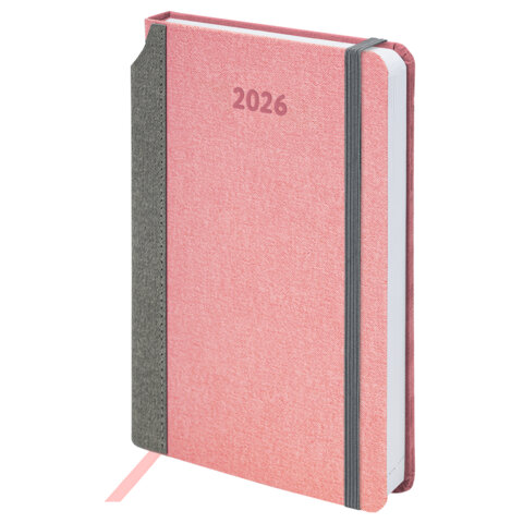 Ежедневник датированный 2026 А5 138x213мм BRAUBERG Mosaic, под кожу, карман для ручки, розовый, 1171