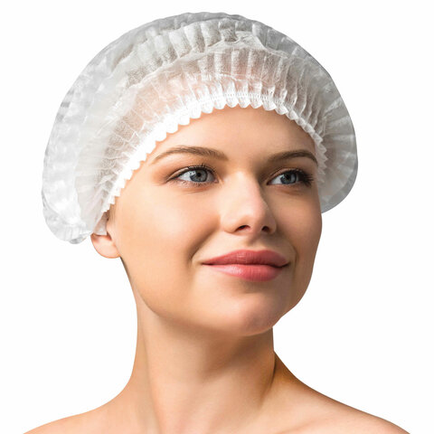 Шапочка одноразовая "Шарлотта" ЧИСТОВЬЕ набор 50 шт., спанбонд 15 г/м2, белая, 03-986