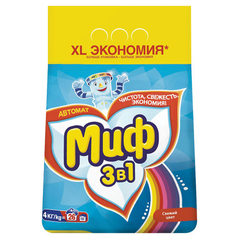 Стиральный порошок-автомат 4 кг, МИФ, 3 в 1, "Свежий цвет", MS-81583939