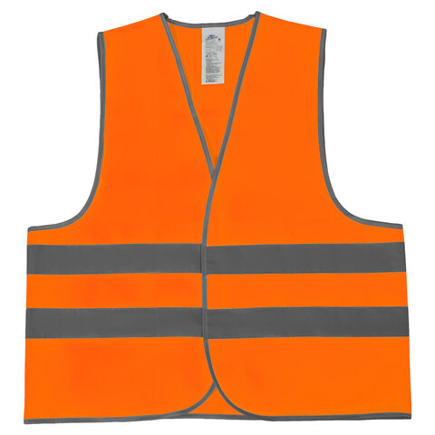 Жилет сигнальный, 2 светоотражающие полосы, ОРАНЖЕВЫЙ, XL (52-54), ГРАНДМАСТЕР, 610886