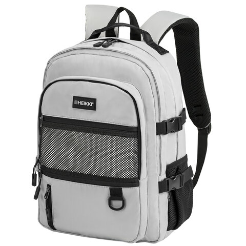 Рюкзак HEIKKI TRILL (ХЕЙКИ) универсальный, 3 отделения, серый с черными вставками, 43х31х14 см, 2725