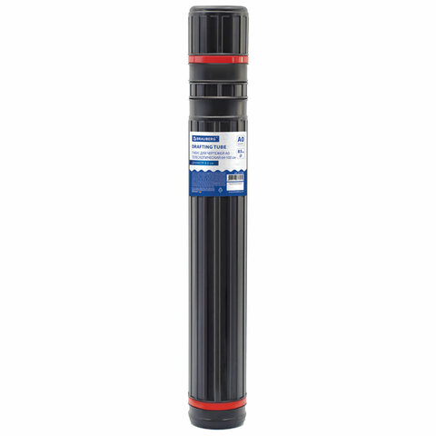 Тубус для чертежей телескопический, длина 64-100 см, формат А0, диаметр 8,5 см, с ремнем, черный, BR