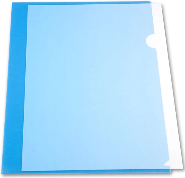 Папка-уголок 0,18 мм А4 матовая, п/прозрачная синяя