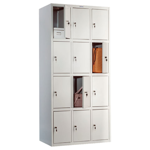 Шкаф металлический для сумок ПРАКТИК "LS-34" двенадцатисекционный, 1830х850х500 мм, 44 кг, разборный