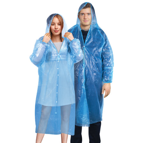 Дождевик-плащ синий на кнопках полиэтиленовый, универсальный размер 120x80 см, SHAMAANI (ШАМААНИ), 6
