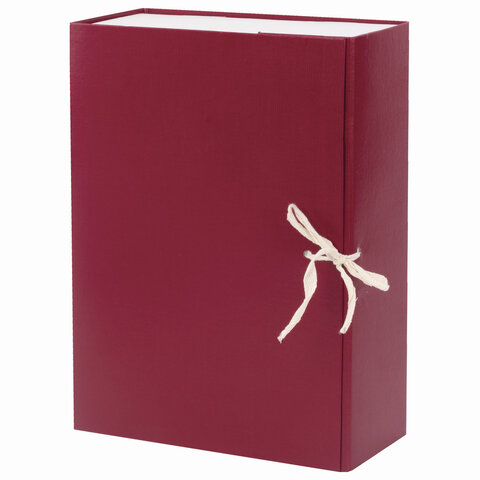 Короб архивный А4 (240х330 мм), 100 мм, 2 завязки, бумвинил, до 900 листов, бордовый, BRAUBERG, 1228