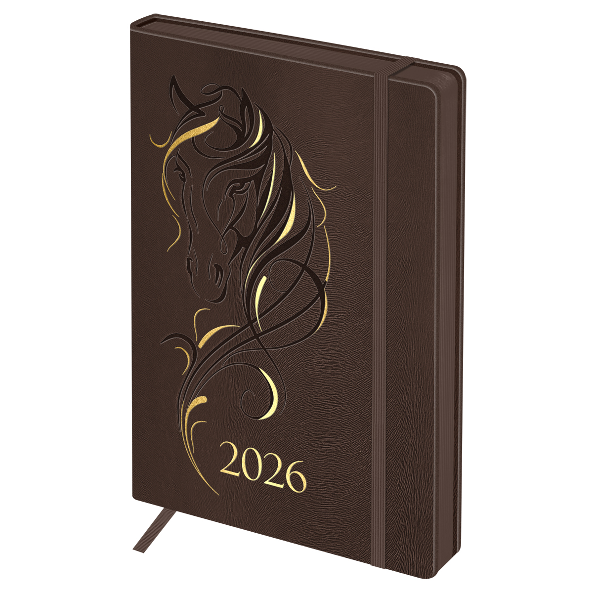 Ежедневник датированный 2026г., А5, 176л., твердый переплет, кожзам, BG "Horse. Saddle", цветной сре