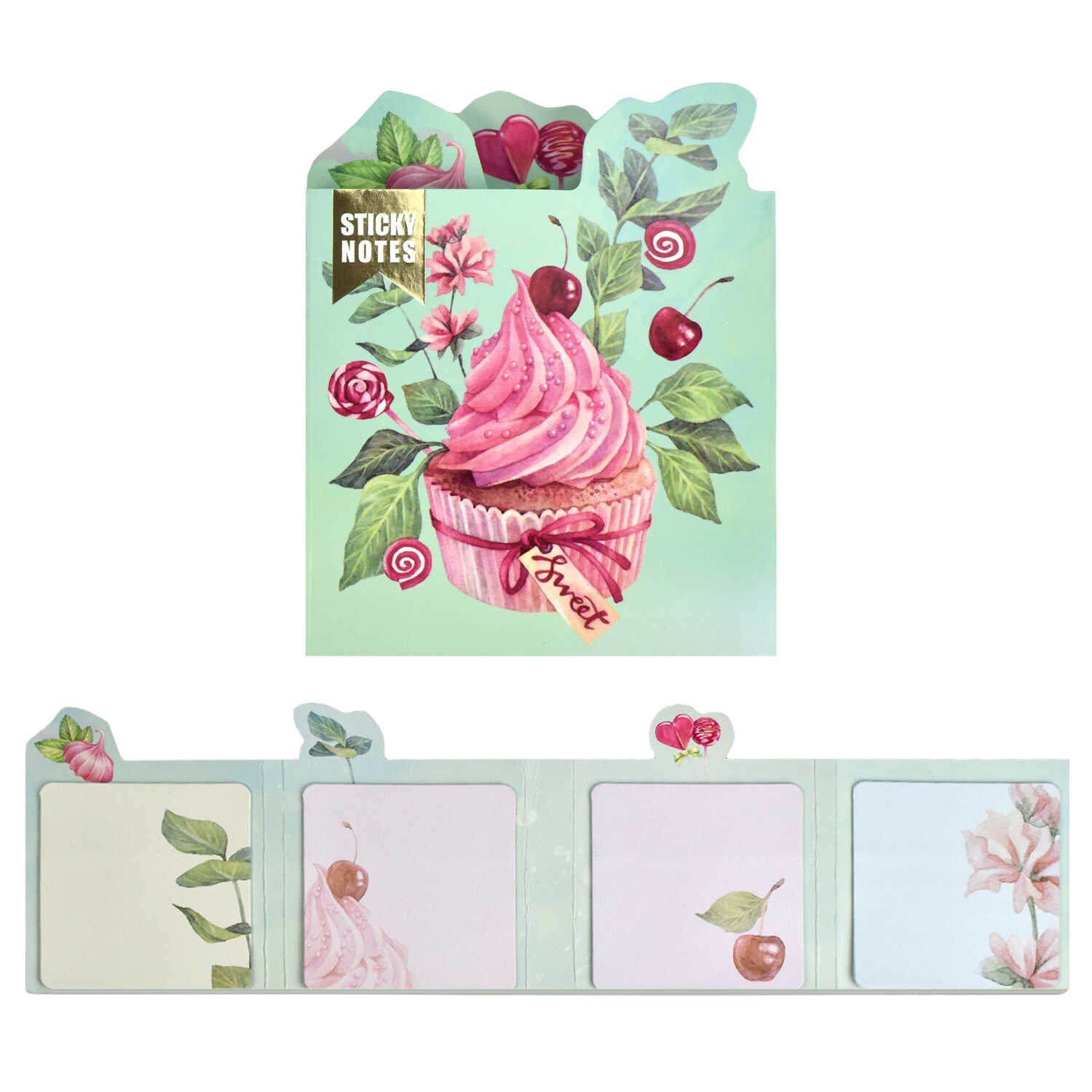 Стикеры для заметок бумажные 75x75 мм, 100 шт., Феникс+ ПИРОЖНОЕ