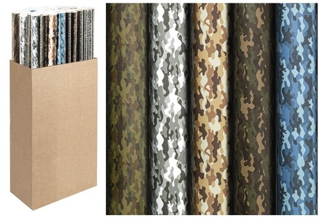 Бумага упаковочная мелованная "Military" 70*100см, 5 дизайнов ассорти, ЗОЛОТАЯ СКАЗКА 592055