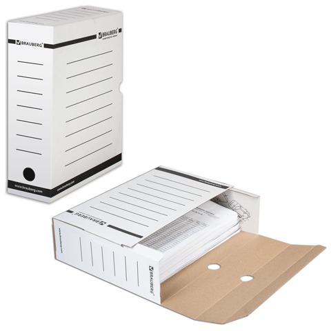 Короб архивный с клапаном А4 (260х325 мм), 100 мм, до 900 листов, плотный, микрогофрокартон, БЕЛЫЙ, 